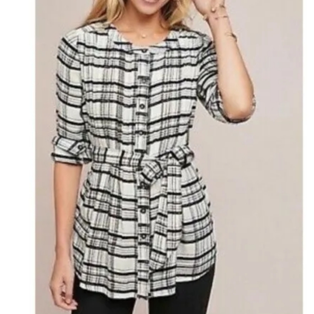 By Anthropologie belted button down long sleeve